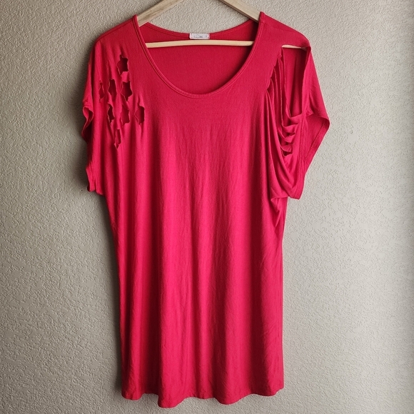 E. Luna Red Women's Short Sleeve Liberty Top Size M - Picture 2 of 11